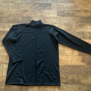 Lord & Taylor Black Slit merino wool sweater